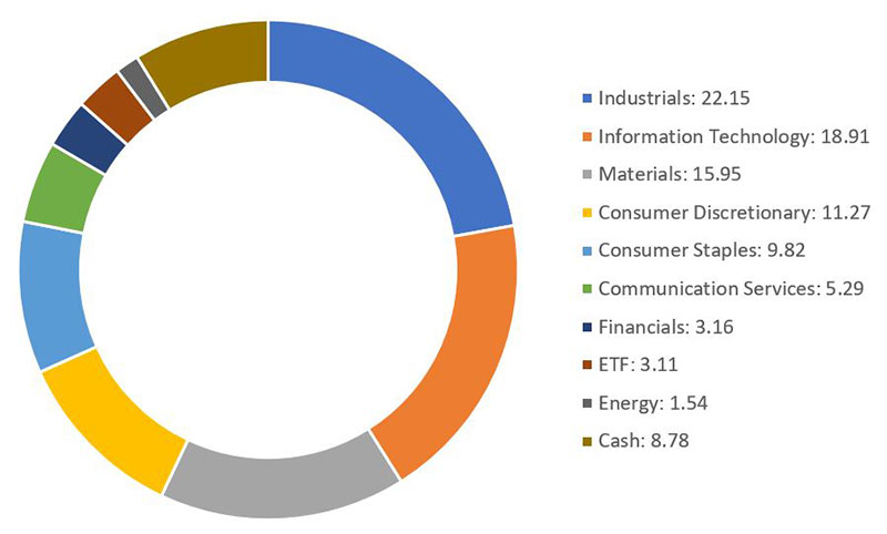 Figure 2: Sector allocation (%) of the United China A-Shares Innovation Fund